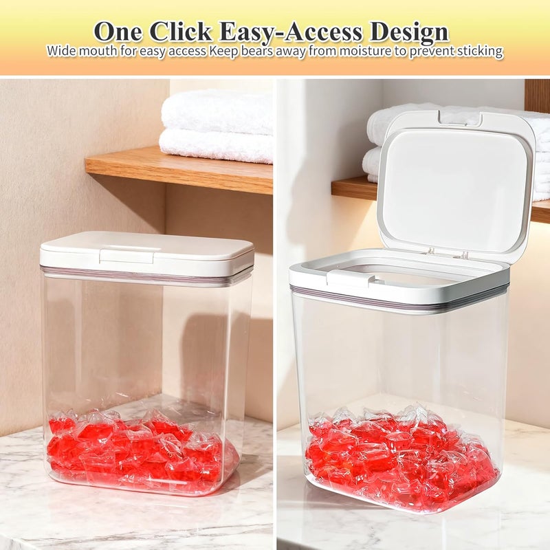 Gute Laundry Pod Holder with Lid - 186oz Sealed Automatic Pop-Up Dispenser, Laundry & Dishwasher Pods for Laundry Room Organization-5.5L - Image 4
